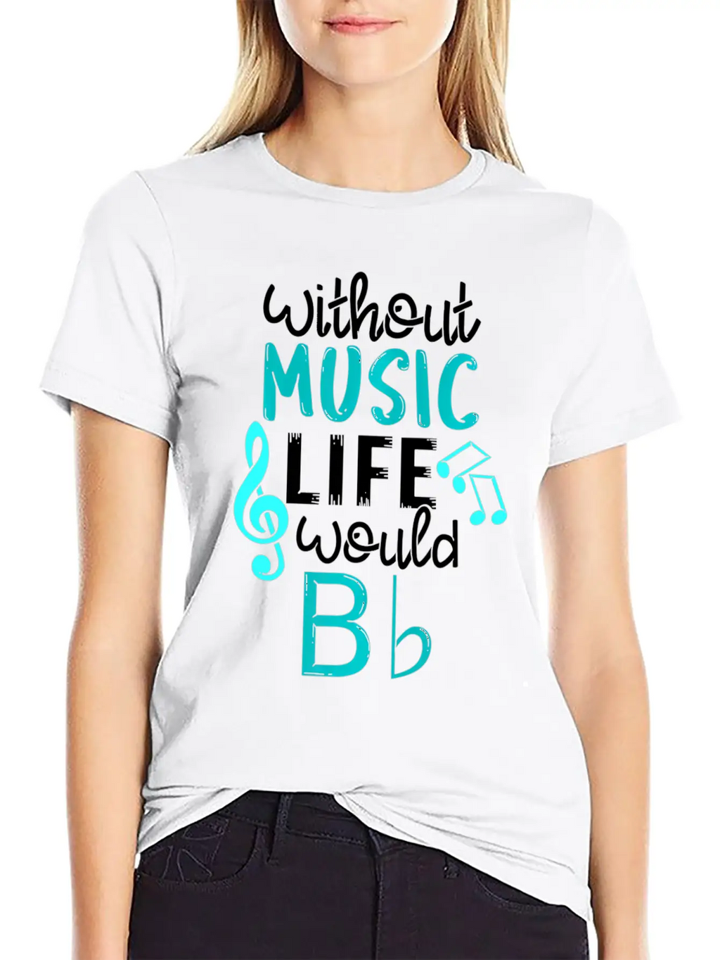 Without Music Life Would B Flat Melody & Rhythm Relaxed Everyday Tee – Lightweight And Durable Cotton