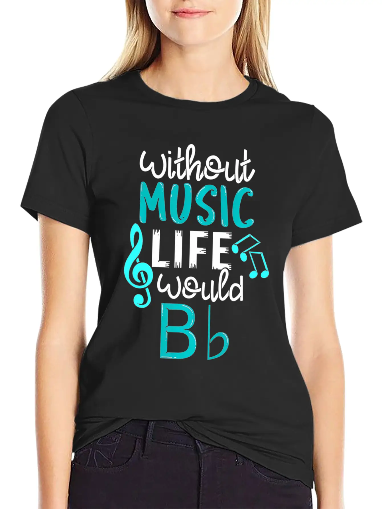 Without Music Life Would B Flat Melody & Rhythm Relaxed Everyday Tee – Lightweight And Durable Cotton