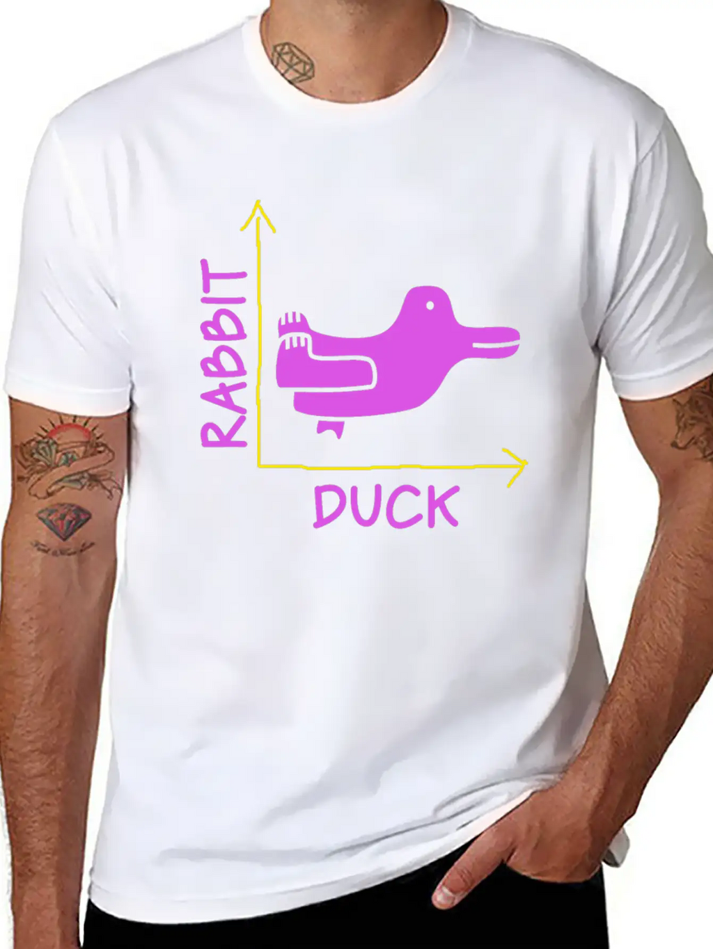 Wittgensteins Rabbit Duck Illusion Basic Graphic T-Shirt – Daily Comfort In Soft Cotton