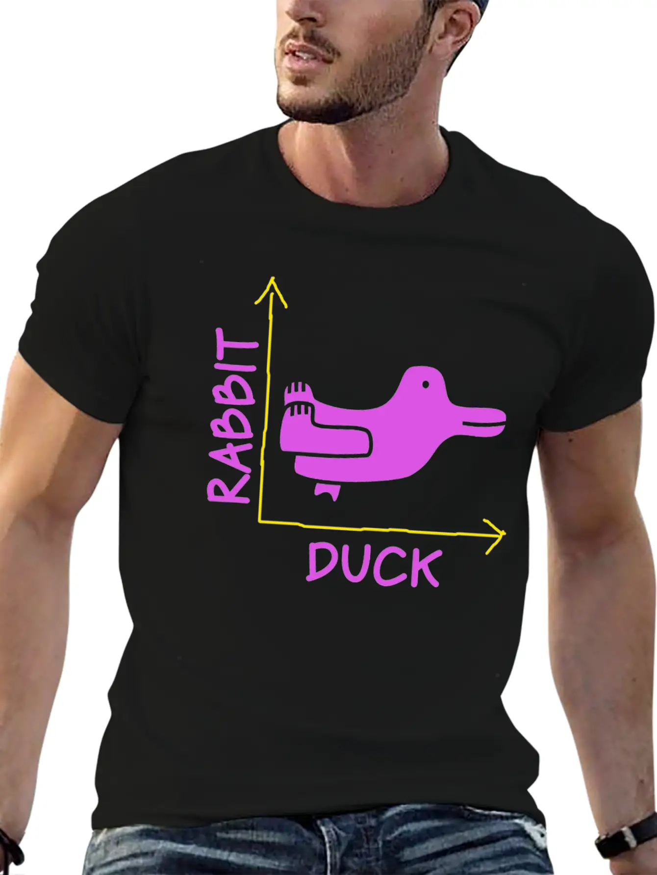Wittgensteins Rabbit Duck Illusion Basic Graphic T-Shirt – Daily Comfort In Soft Cotton