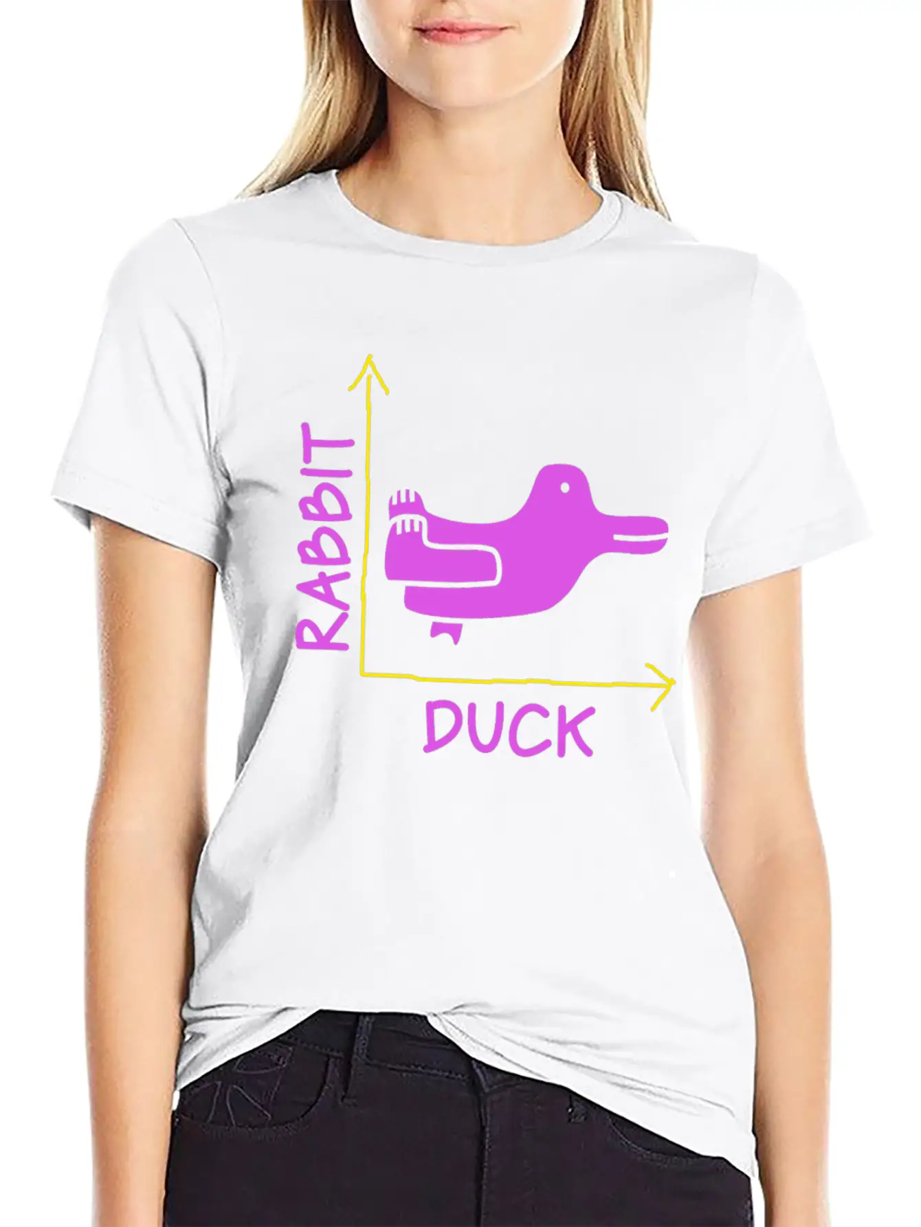 Wittgensteins Rabbit Duck Illusion Basic Graphic T-Shirt – Daily Comfort In Soft Cotton
