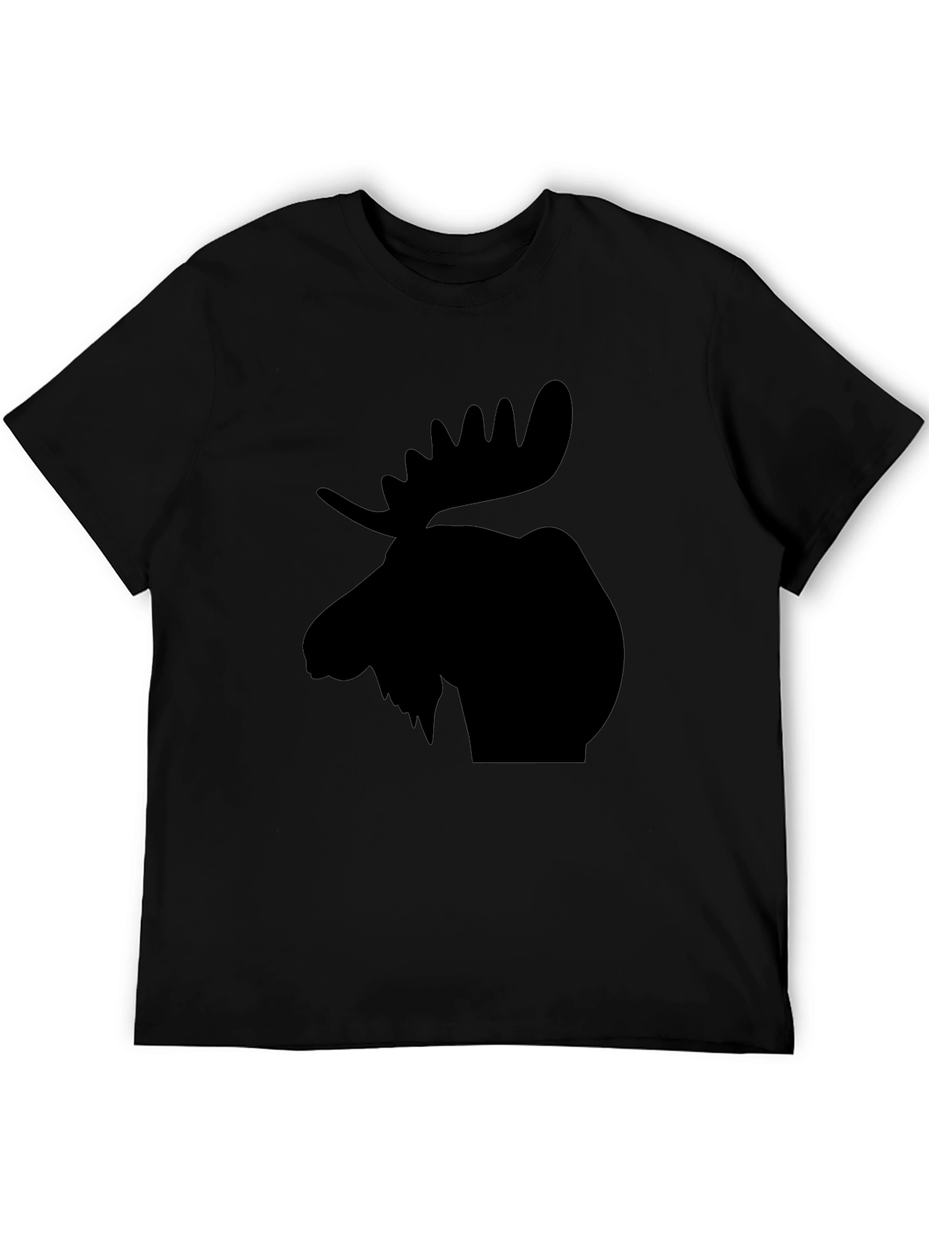 Moose Silhouette Graphic Tee - Black Casual T-Shirt