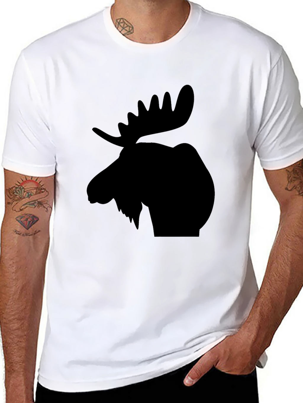 Moose Silhouette Graphic Tee - Black Casual T-Shirt