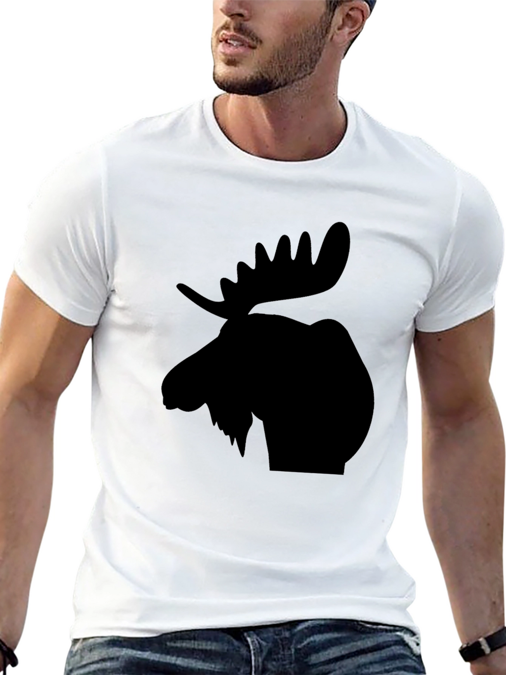 Moose Silhouette Graphic Tee - Black Casual T-Shirt