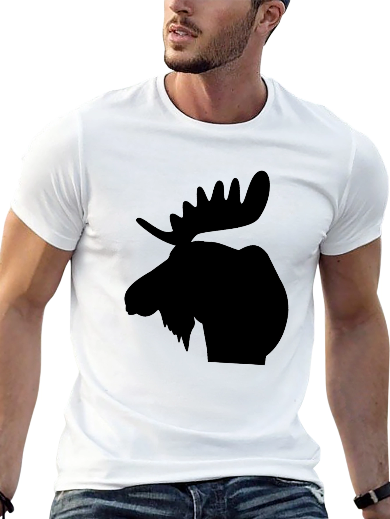Moose Silhouette Graphic Tee - Black Casual T-Shirt