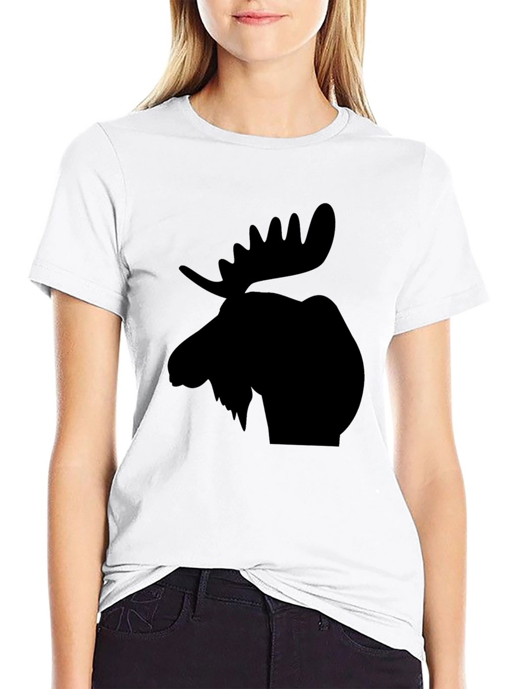 Moose Silhouette Graphic Tee - Black Casual T-Shirt