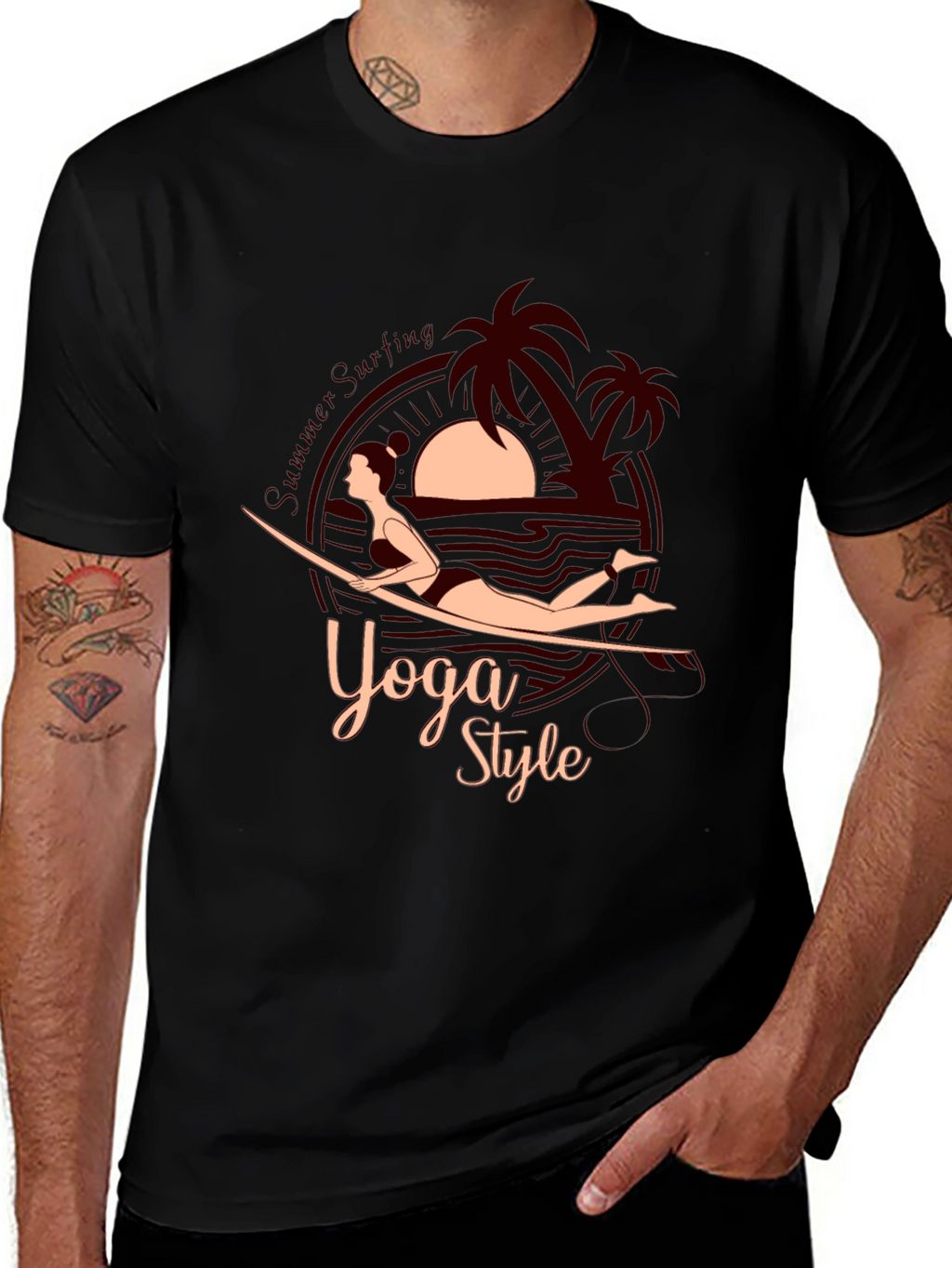 Yoga Style Summer Surfing Graphic Tee