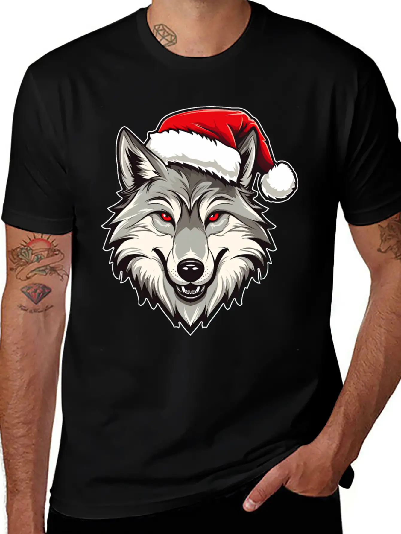 Wolf Christmas Stylish Everyday T-Shirt – Unisex Basic Cotton Tee