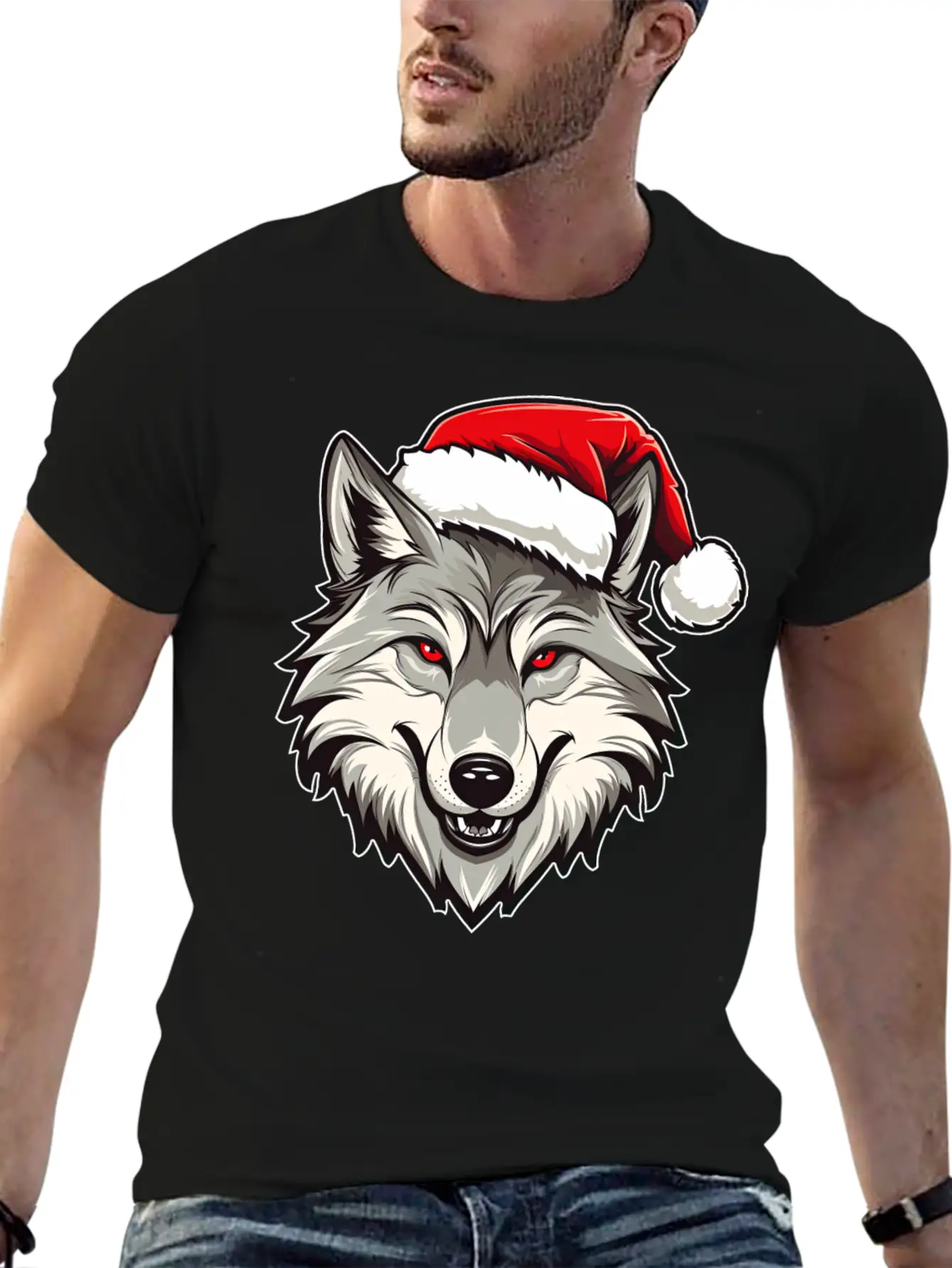 Wolf Christmas Stylish Everyday T-Shirt – Unisex Basic Cotton Tee