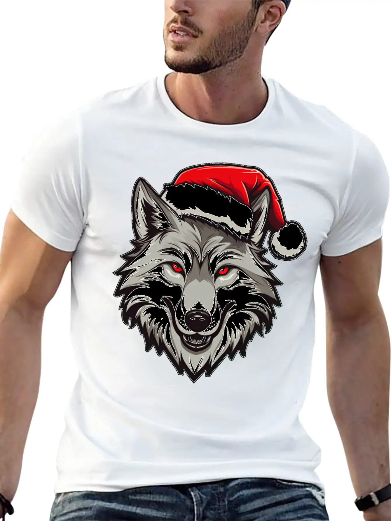 Wolf Christmas Stylish Everyday T-Shirt – Unisex Basic Cotton Tee