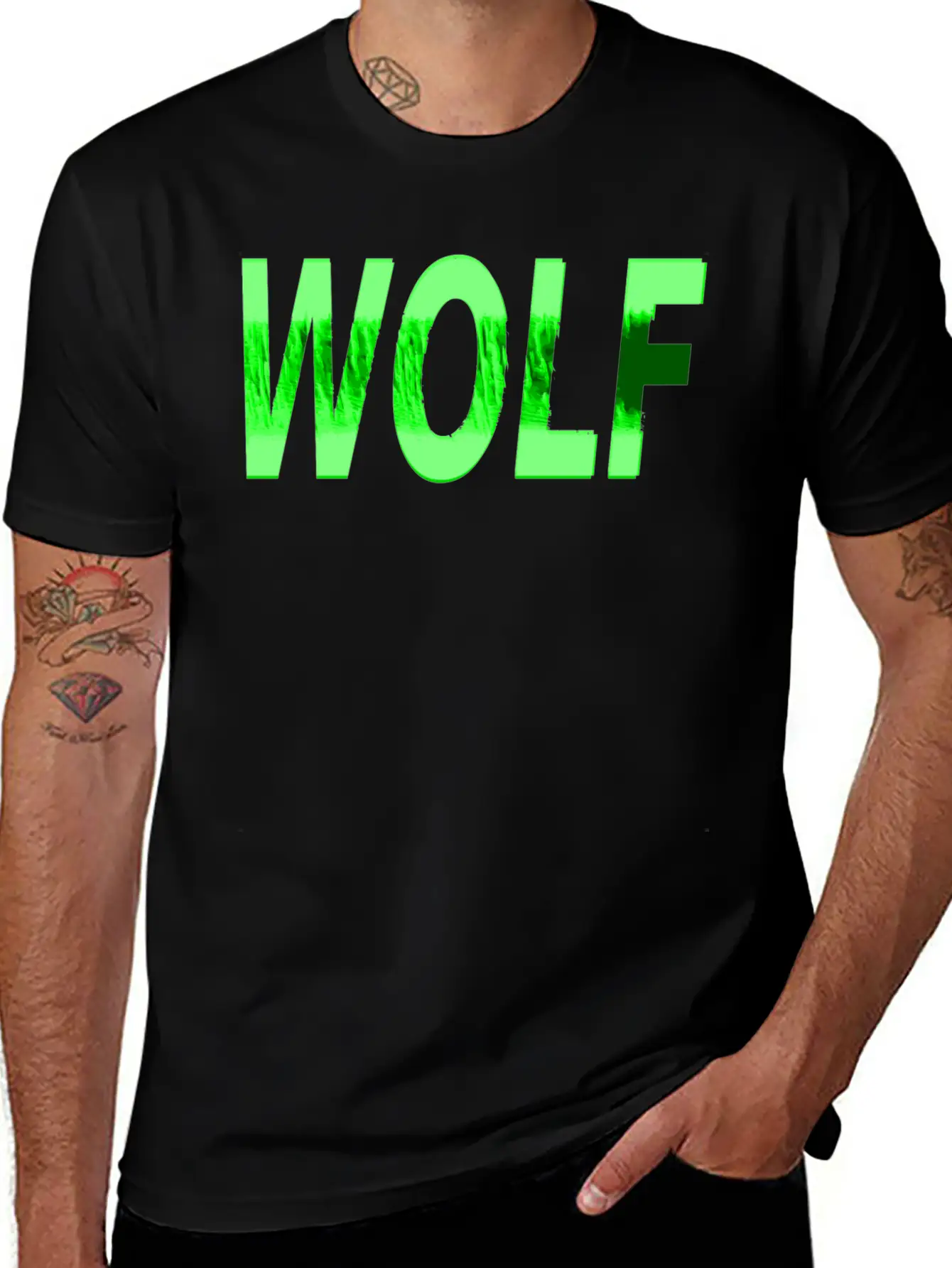Wolf Design Texture Series Green Steel Relaxed Everyday Tee – Lightweight And Durable Cotton