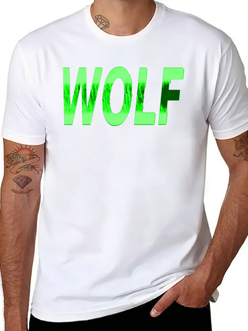 Wolf Design Texture Series Green Steel Relaxed Everyday Tee – Lightweight And Durable Cotton