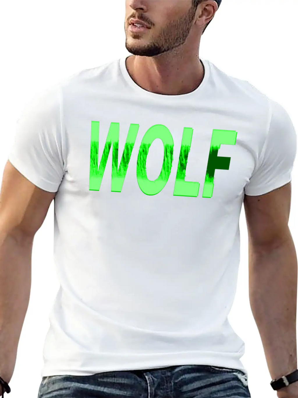 Wolf Design Texture Series Green Steel Relaxed Everyday Tee – Lightweight And Durable Cotton