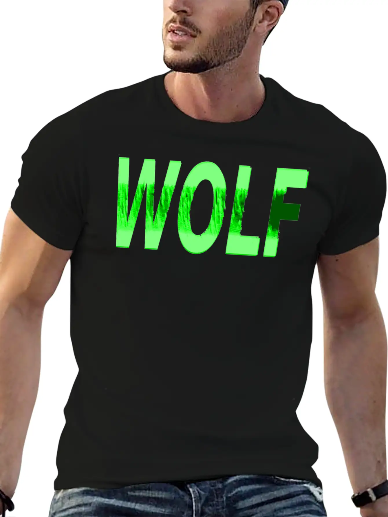 Wolf Design Texture Series Green Steel Relaxed Everyday Tee – Lightweight And Durable Cotton