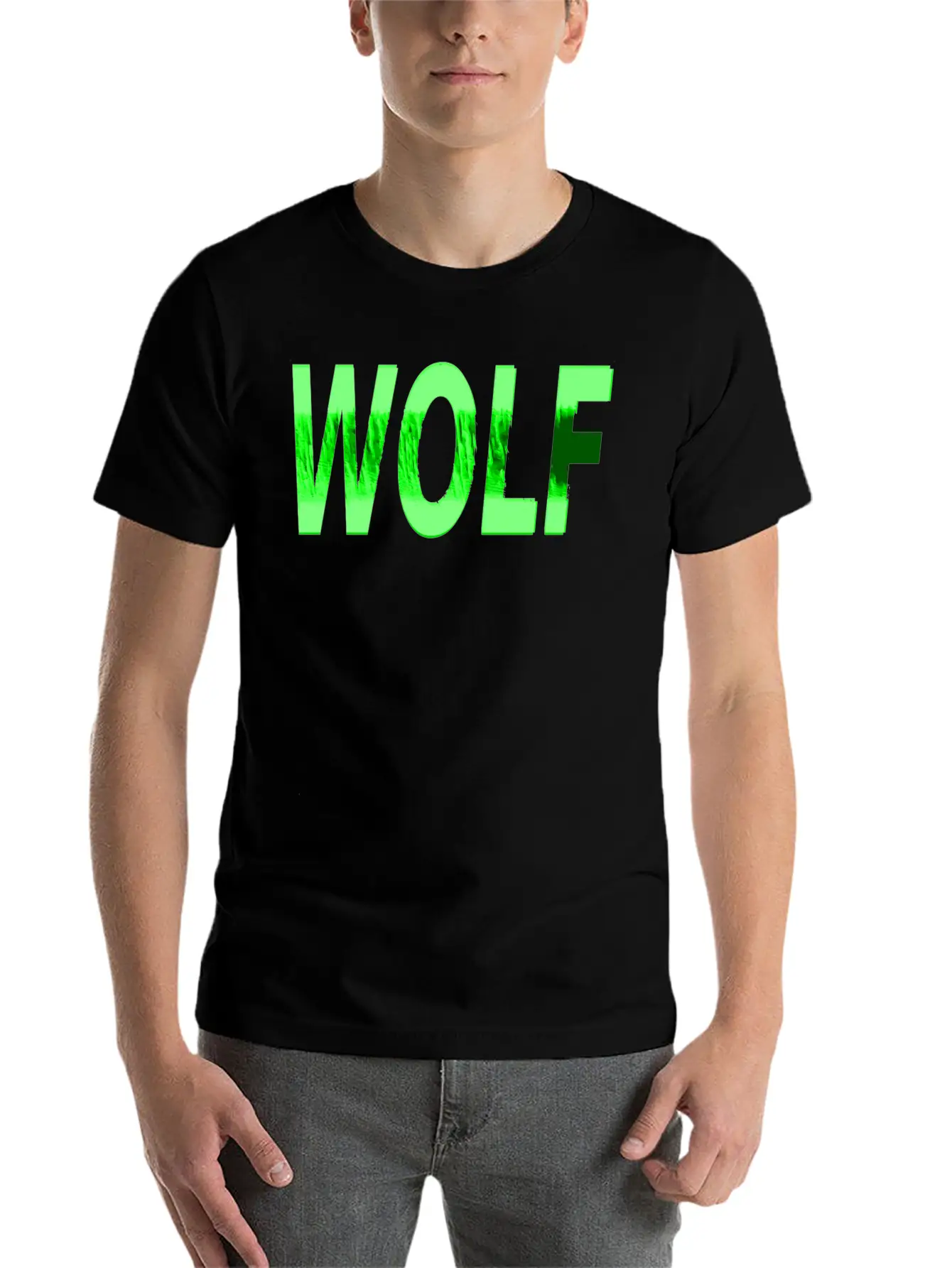 Wolf Design Texture Series Green Steel Relaxed Everyday Tee – Lightweight And Durable Cotton