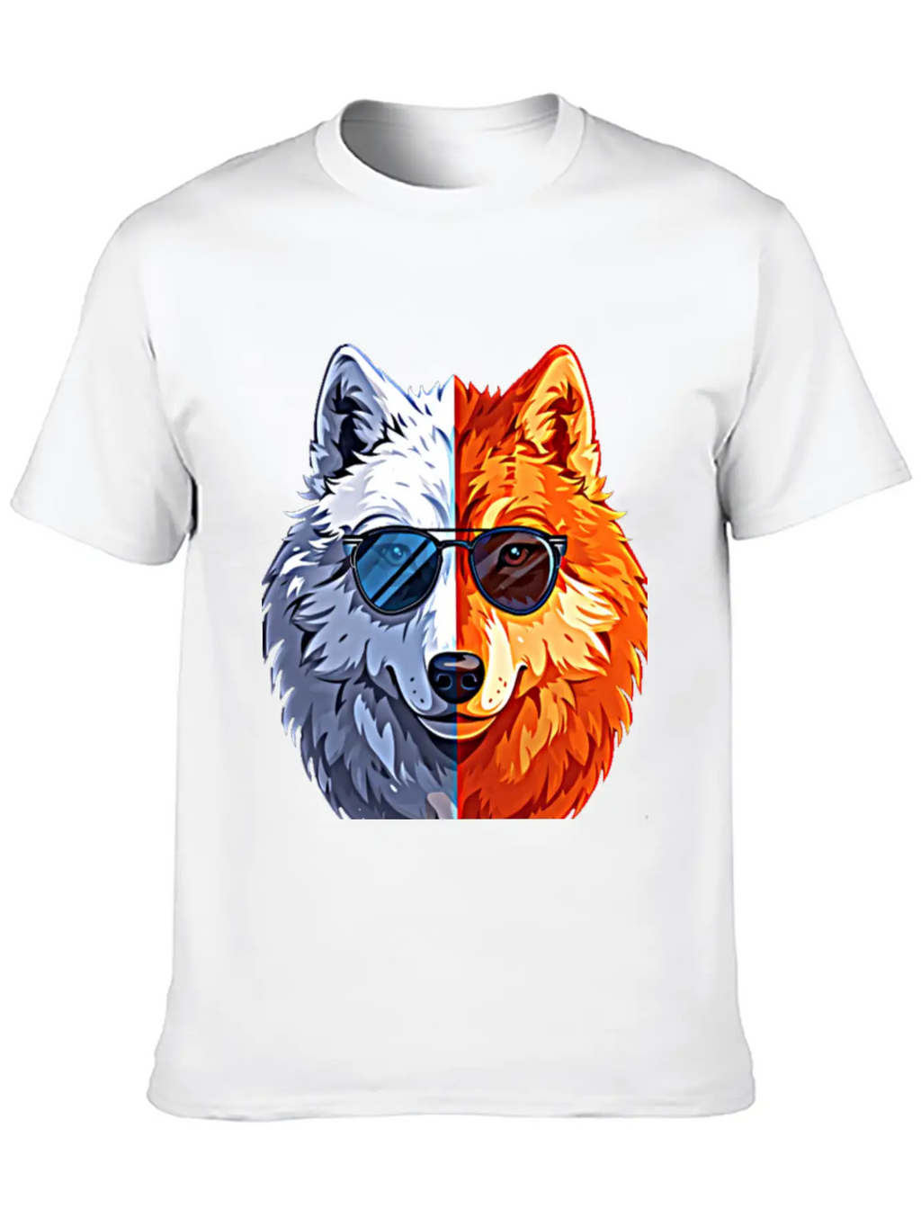 Wolf Face Wolf With Glasses Breathable Graphic T-Shirt – Perfect For Casual Days
