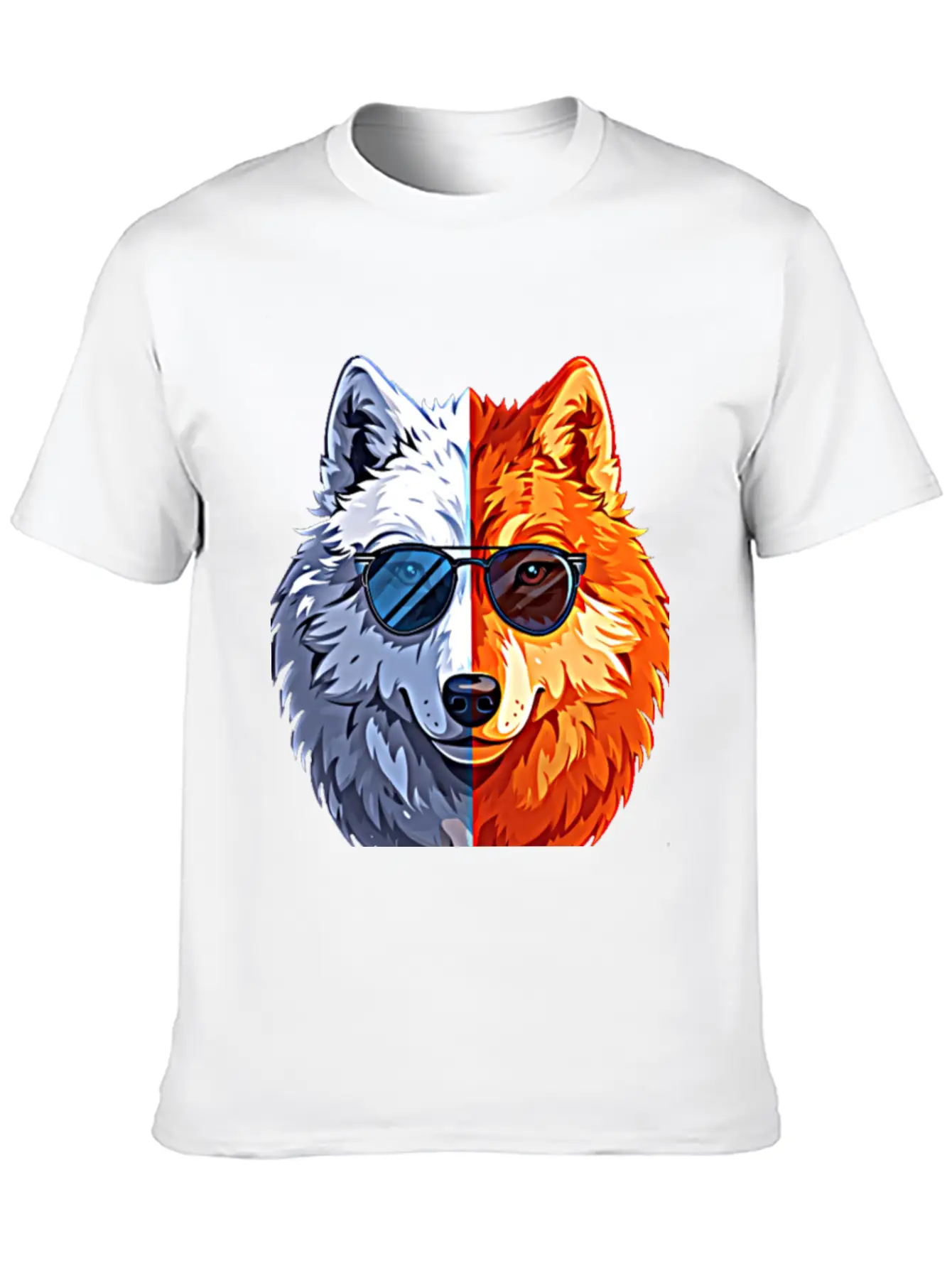 Wolf Face Wolf With Glasses Breathable Graphic T-Shirt – Perfect For Casual Days