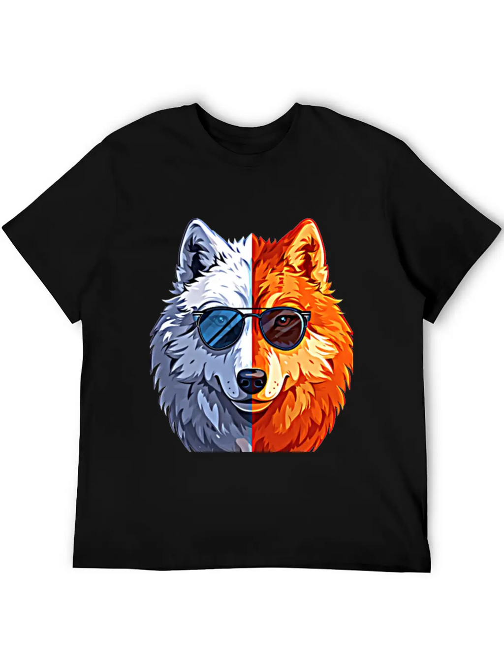 Wolf Face Wolf With Glasses Breathable Graphic T-Shirt – Perfect For Casual Days