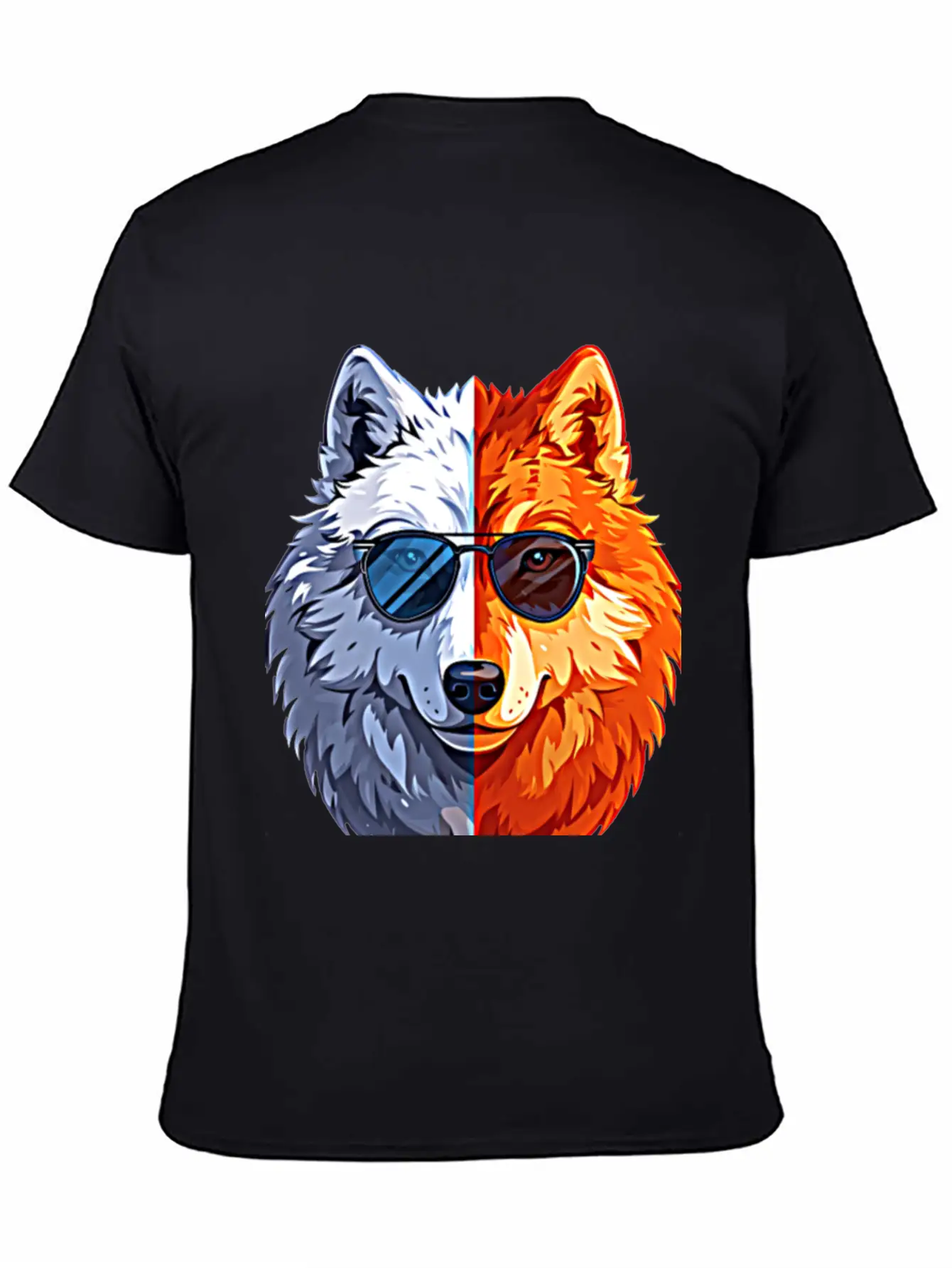 Wolf Face Wolf With Glasses Breathable Graphic T-Shirt – Perfect For Casual Days