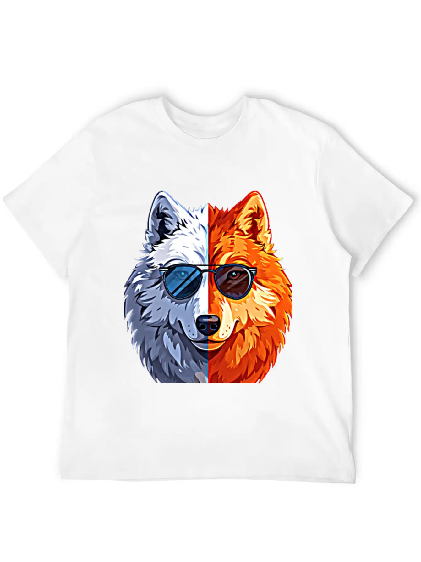 Wolf Face Wolf With Glasses Breathable Graphic T-Shirt – Perfect For Casual Days
