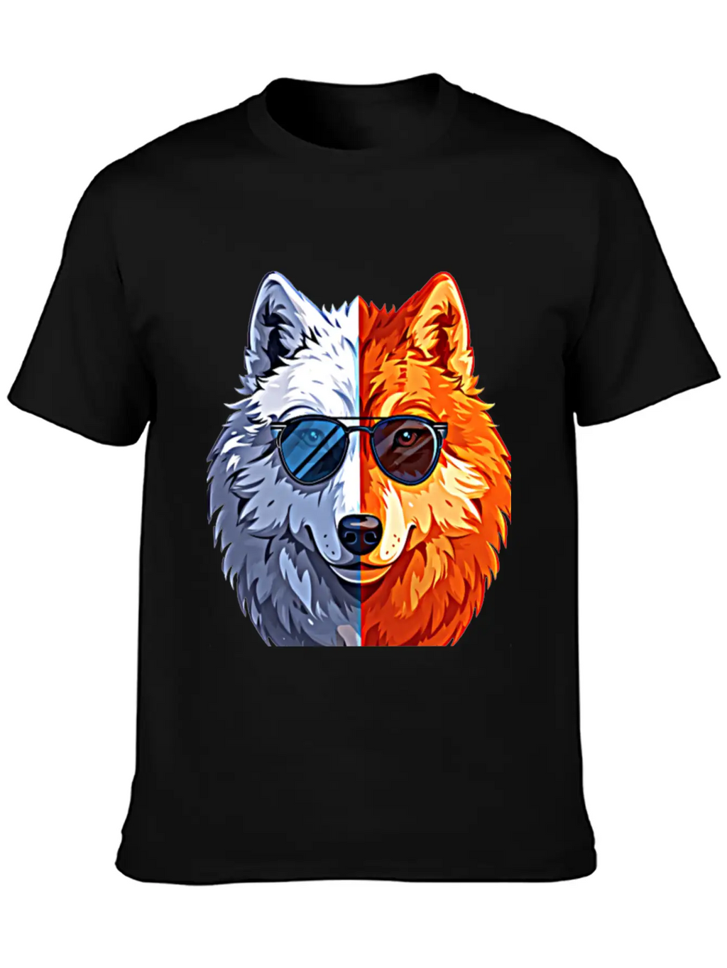 Wolf Face Wolf With Glasses Breathable Graphic T-Shirt – Perfect For Casual Days