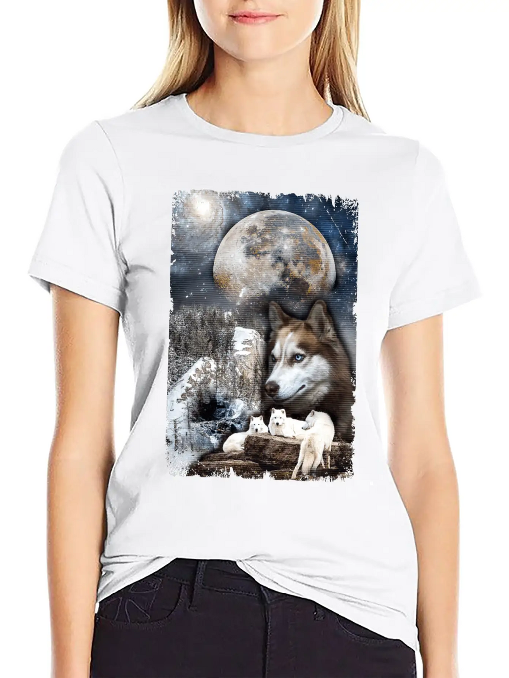 Wolf Family Moon Winter Mountain Wolves Classic Cotton Tee – Unisex Comfort For Any Season