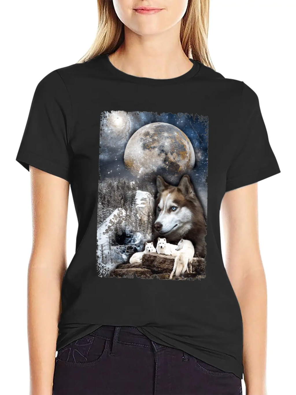 Wolf Family Moon Winter Mountain Wolves Classic Cotton Tee – Unisex Comfort For Any Season