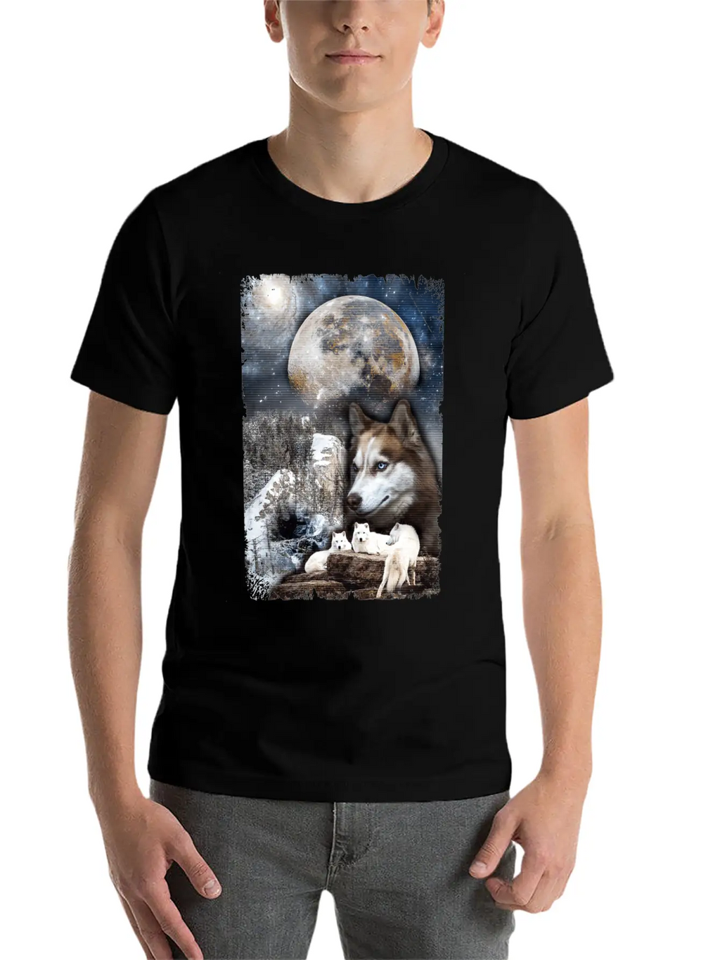 Wolf Family Moon Winter Mountain Wolves Classic Cotton Tee – Unisex Comfort For Any Season