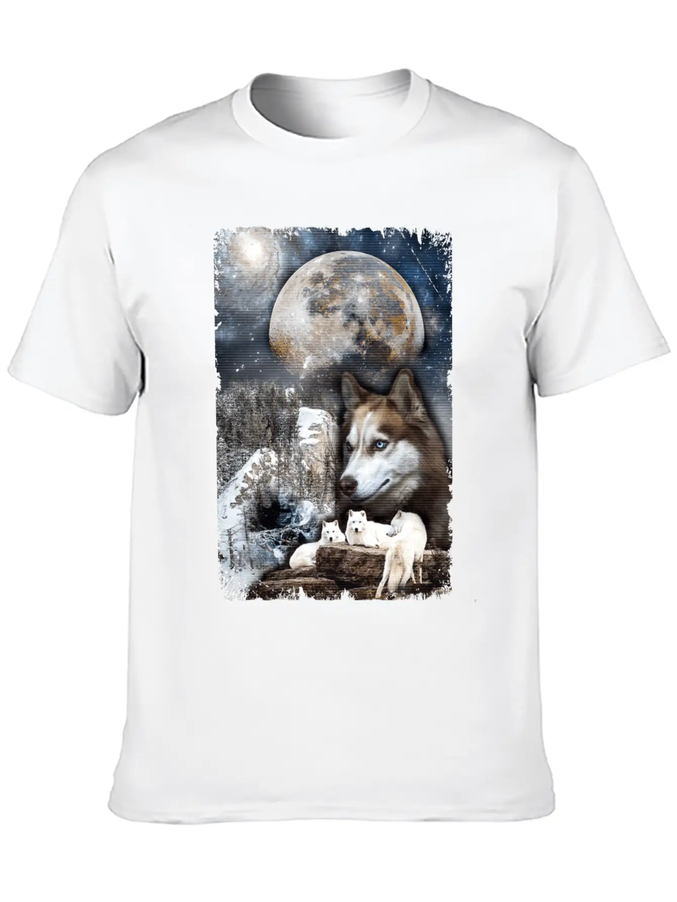 Wolf Family Moon Winter Mountain Wolves Classic Cotton Tee – Unisex Comfort For Any Season