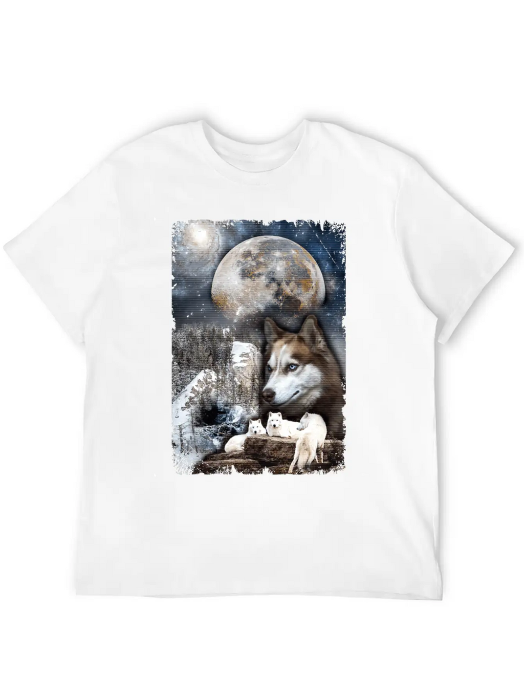 Wolf Family Moon Winter Mountain Wolves Classic Cotton Tee – Unisex Comfort For Any Season