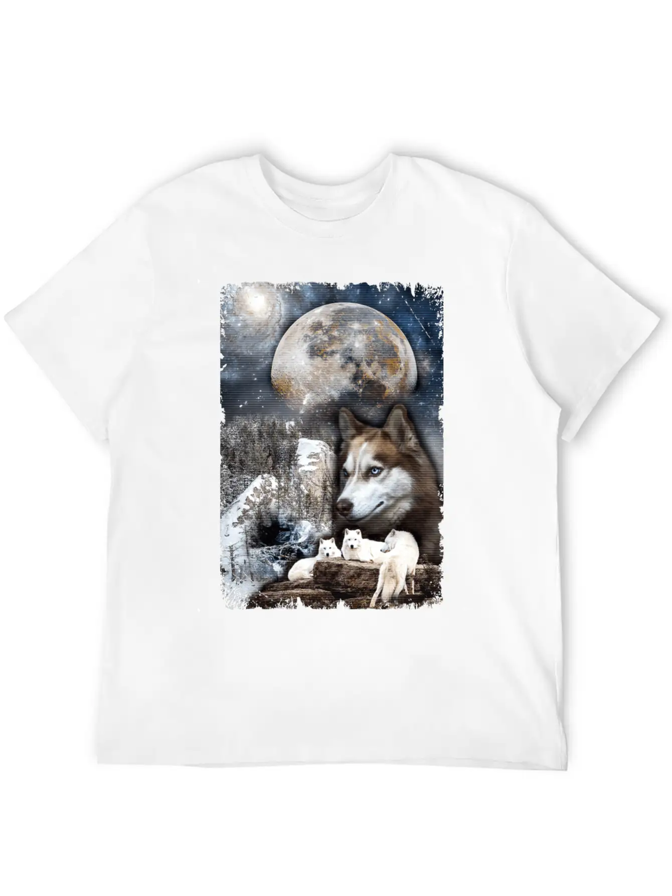 Wolf Family Moon Winter Mountain Wolves Classic Cotton Tee – Unisex Comfort For Any Season