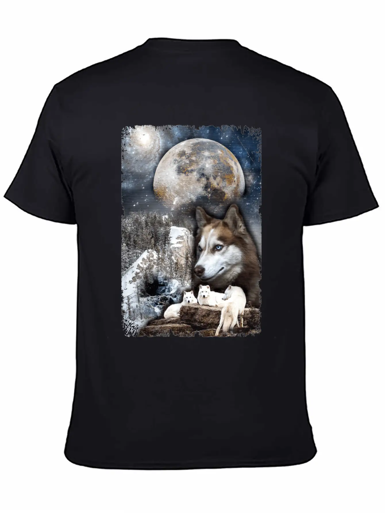 Wolf Family Moon Winter Mountain Wolves Classic Cotton Tee – Unisex Comfort For Any Season