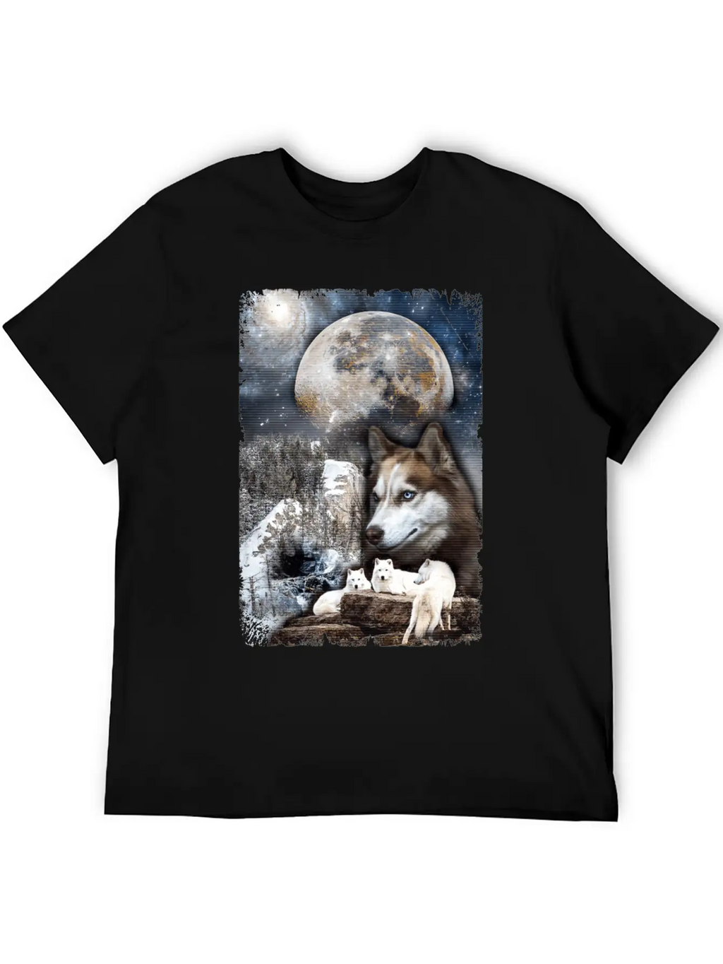 Wolf Family Moon Winter Mountain Wolves Classic Cotton Tee – Unisex Comfort For Any Season
