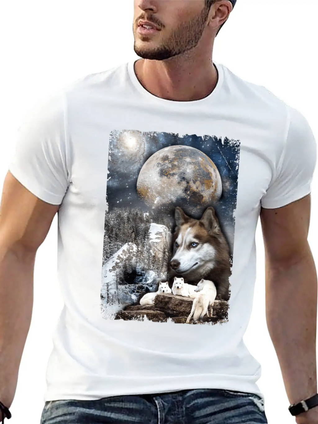 Wolf Family Moon Winter Mountain Wolves Classic Cotton Tee – Unisex Comfort For Any Season