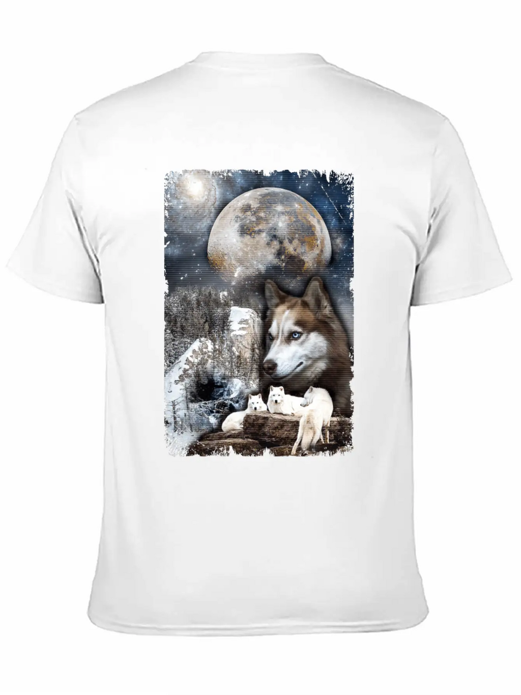 Wolf Family Moon Winter Mountain Wolves Classic Cotton Tee – Unisex Comfort For Any Season