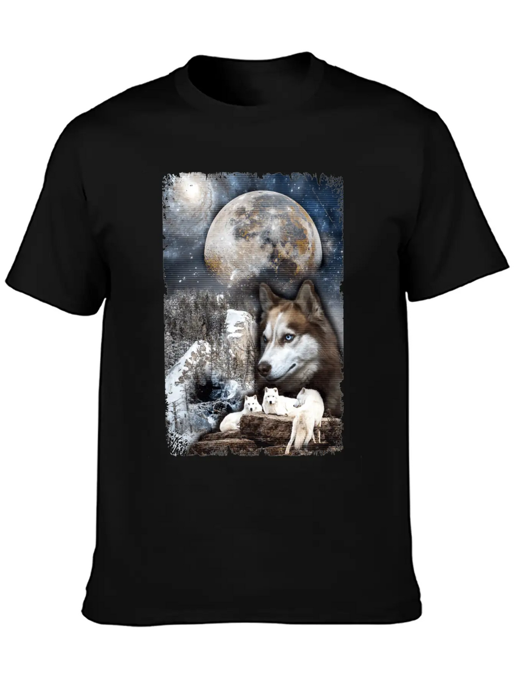 Wolf Family Moon Winter Mountain Wolves Classic Cotton Tee – Unisex Comfort For Any Season