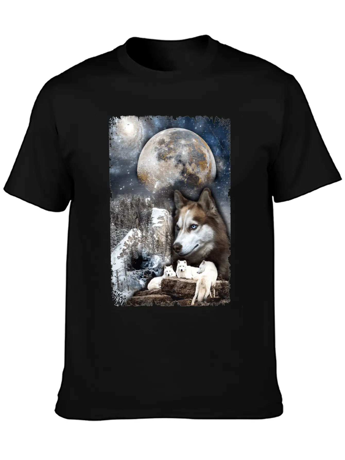 Wolf Family Moon Winter Mountain Wolves Classic Cotton Tee – Unisex Comfort For Any Season