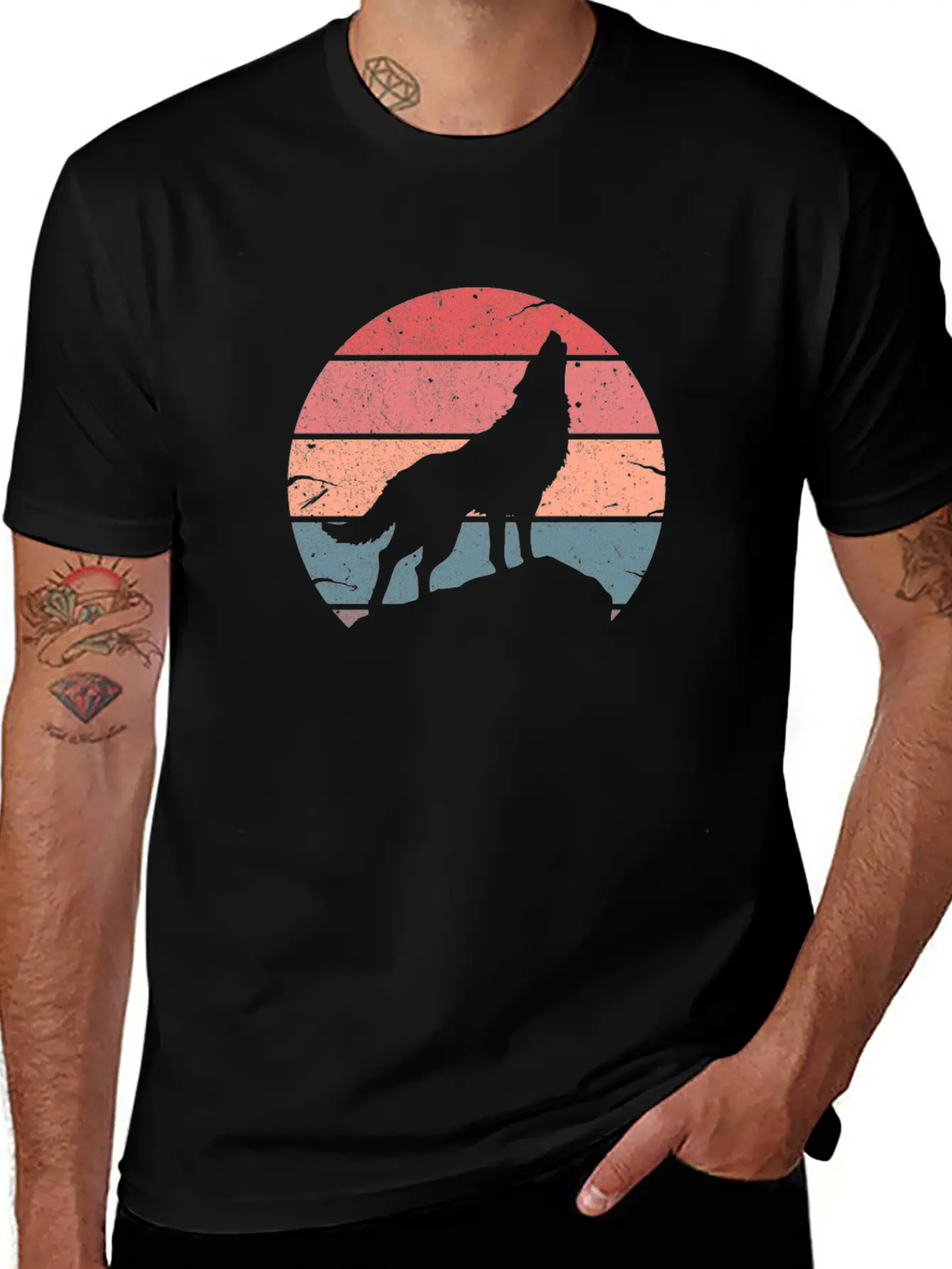 Wolf Howling Retro Relaxed Everyday Tee – Lightweight And Durable Cotton