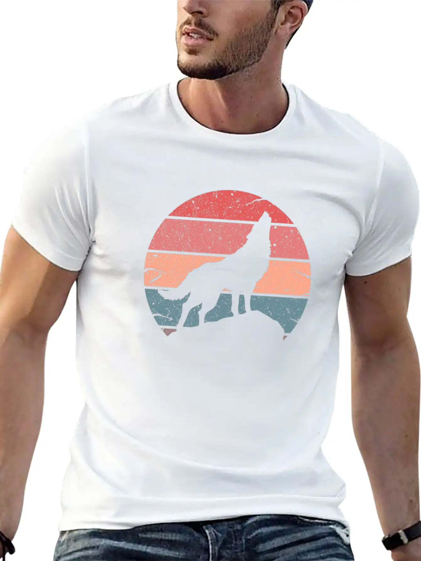 Wolf Howling Retro Relaxed Everyday Tee – Lightweight And Durable Cotton