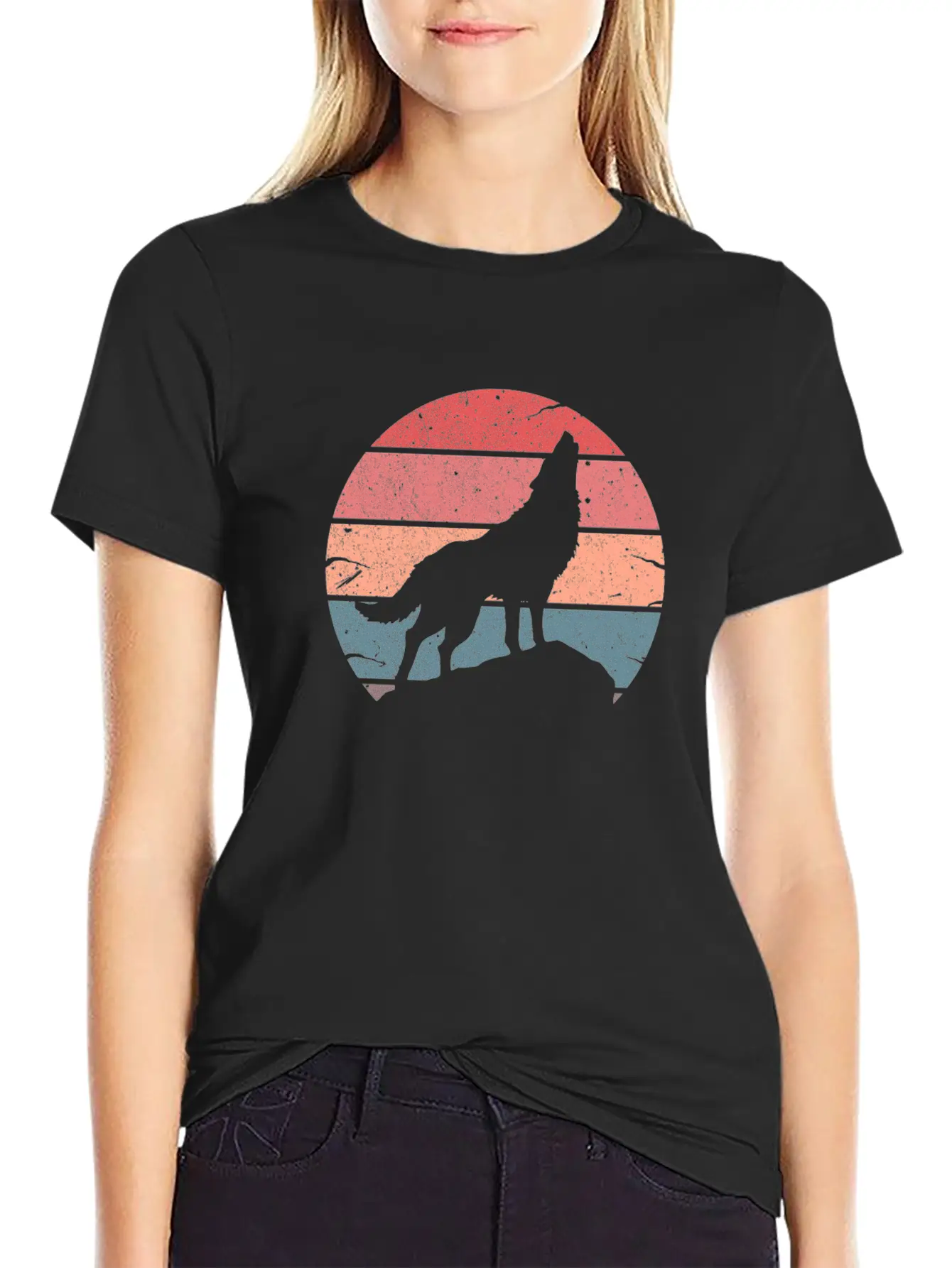 Wolf Howling Retro Relaxed Everyday Tee – Lightweight And Durable Cotton