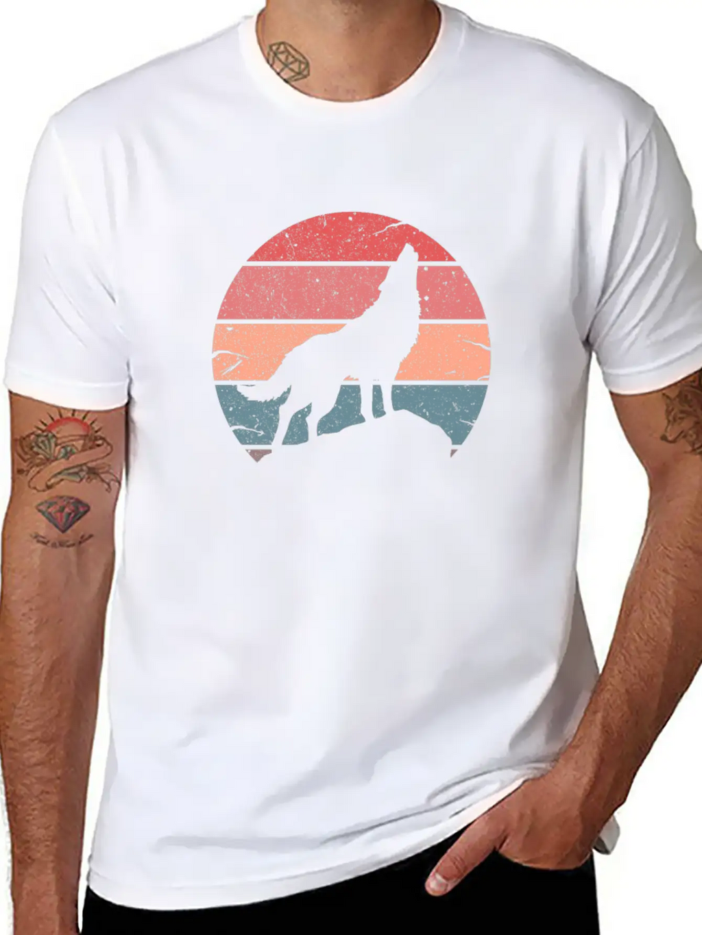Wolf Howling Retro Relaxed Everyday Tee – Lightweight And Durable Cotton