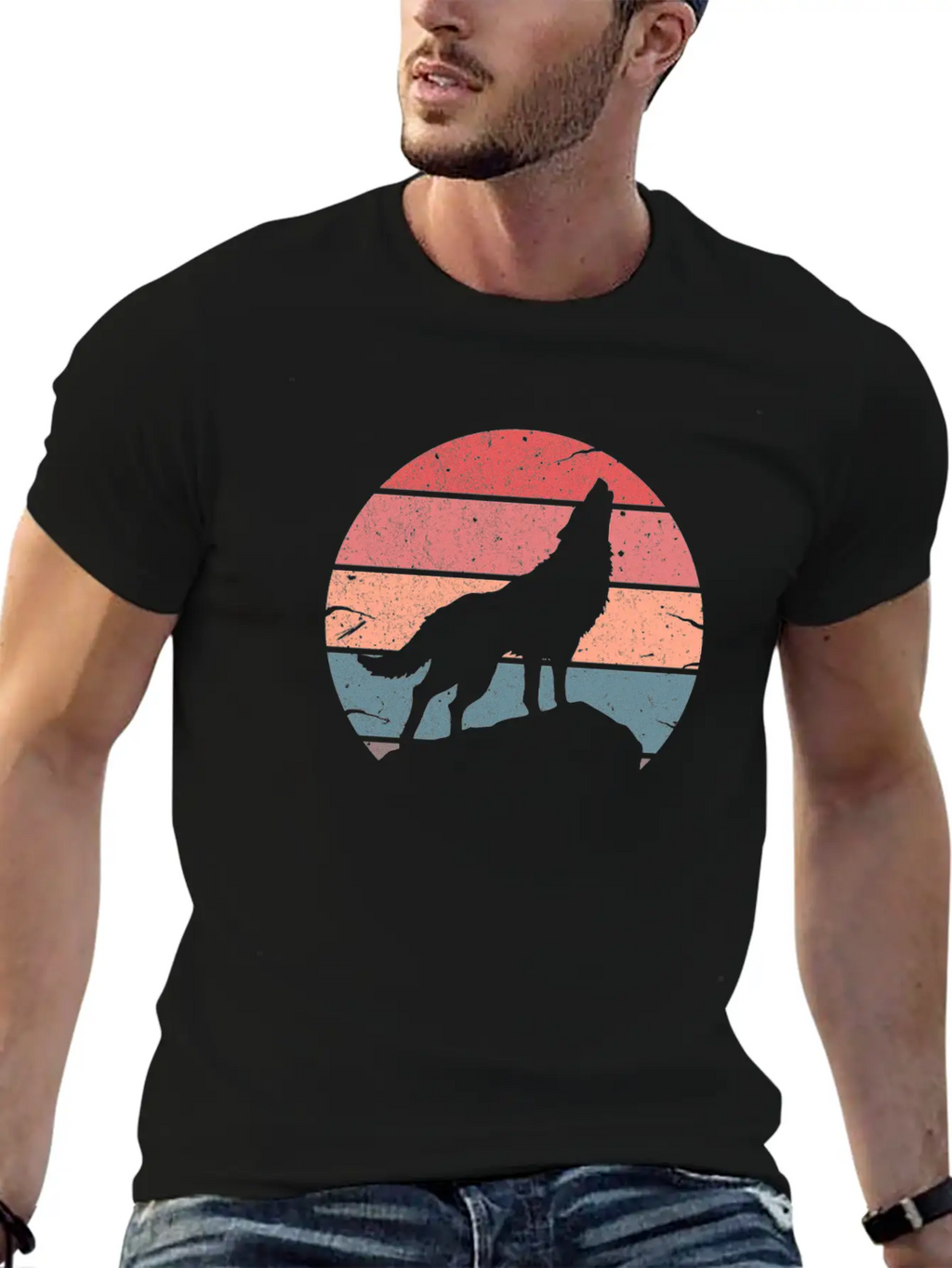 Wolf Howling Retro Relaxed Everyday Tee – Lightweight And Durable Cotton
