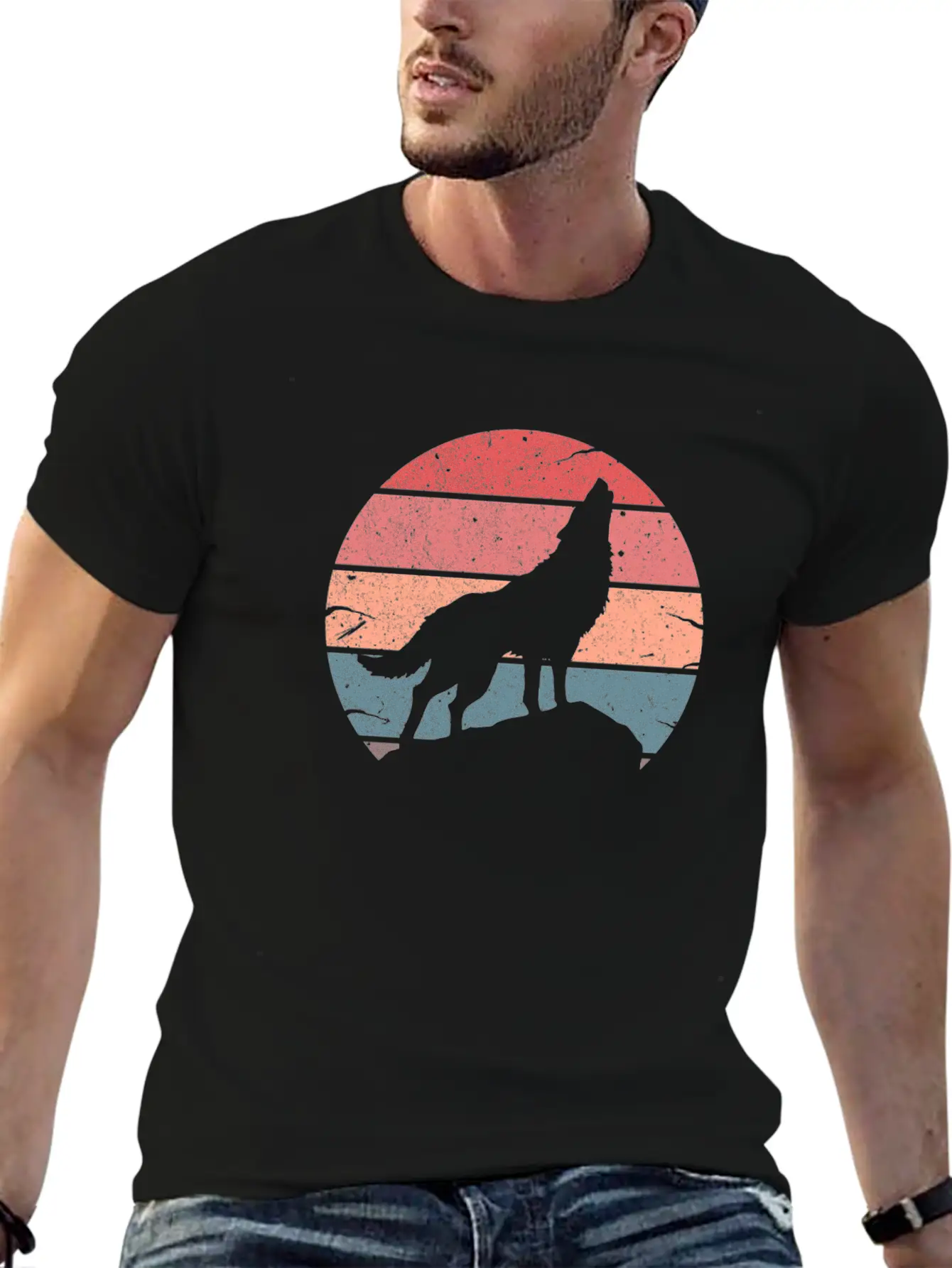 Wolf Howling Retro Relaxed Everyday Tee – Lightweight And Durable Cotton