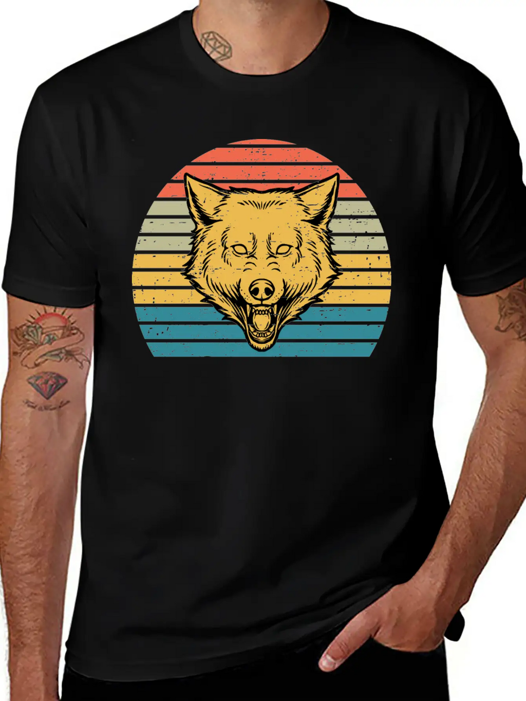 Wolf Lover Gift Funny Retro Vintage T Shirt Relaxed Everyday Tee – Lightweight And Durable Cotton