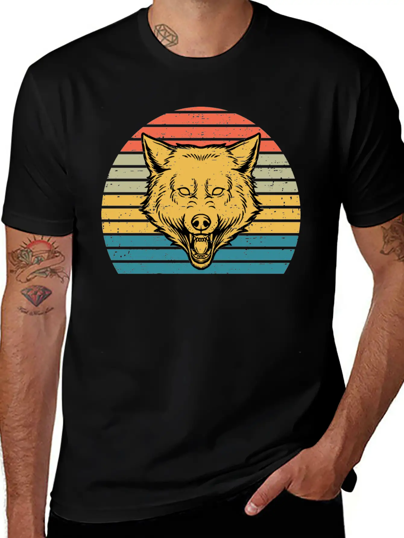 Wolf Lover Gift Funny Retro Vintage T Shirt Relaxed Everyday Tee – Lightweight And Durable Cotton