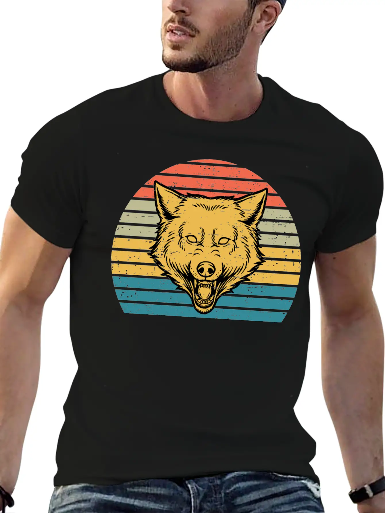 Wolf Lover Gift Funny Retro Vintage T Shirt Relaxed Everyday Tee – Lightweight And Durable Cotton