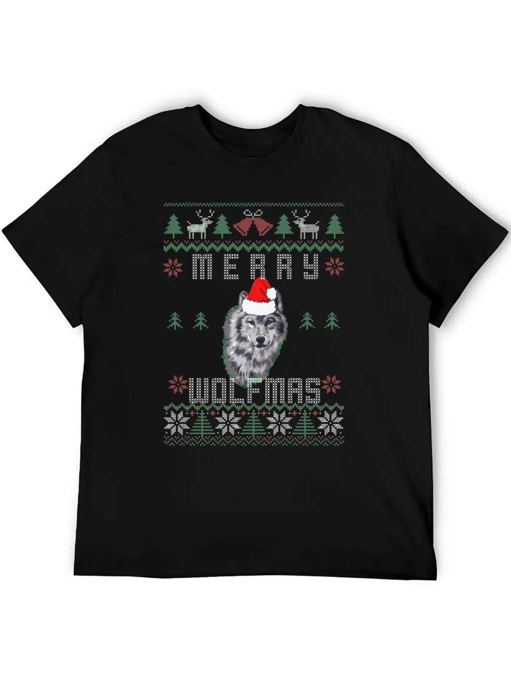Wolf Merry Wolfmas Christmas Wolf Breathable Graphic T-Shirt – Perfect For Casual Days