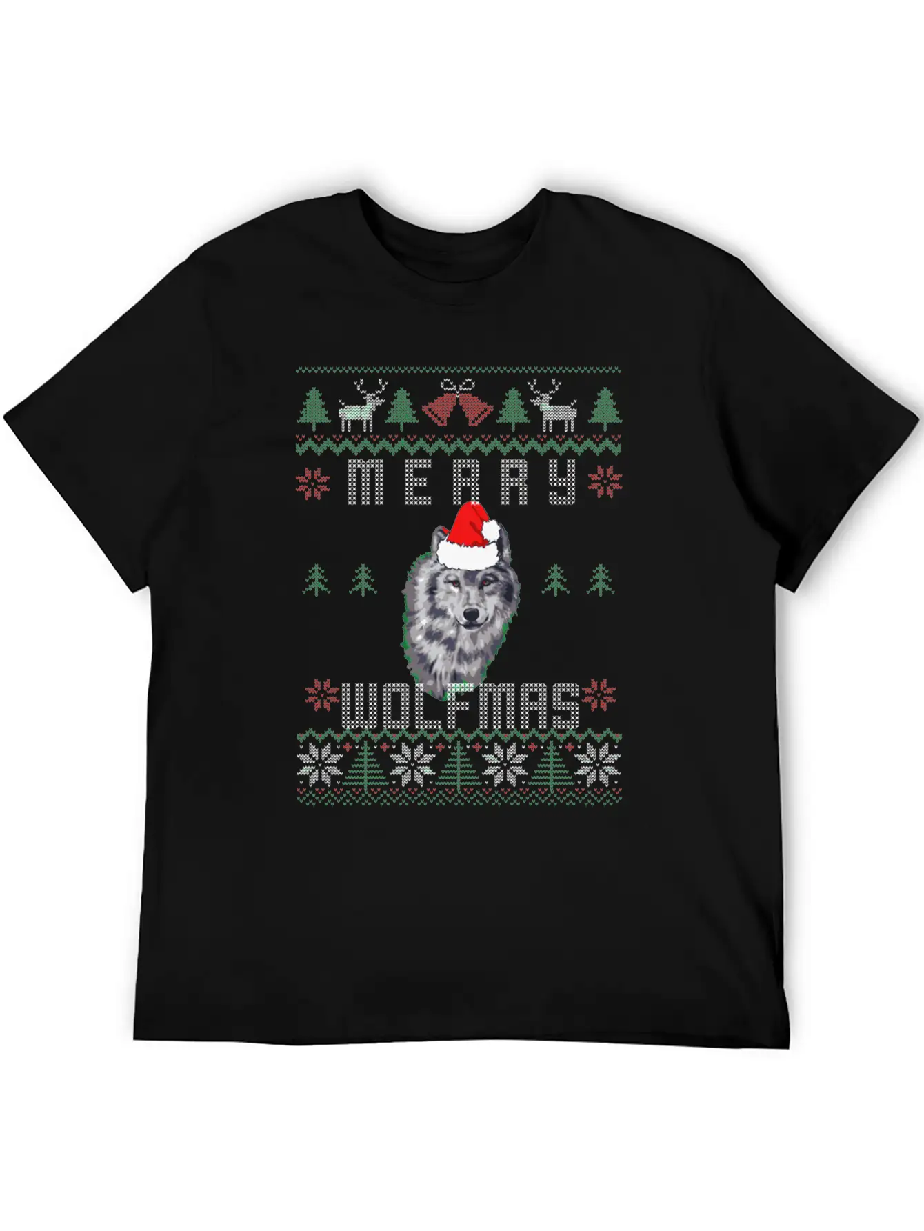 Wolf Merry Wolfmas Christmas Wolf Breathable Graphic T-Shirt – Perfect For Casual Days