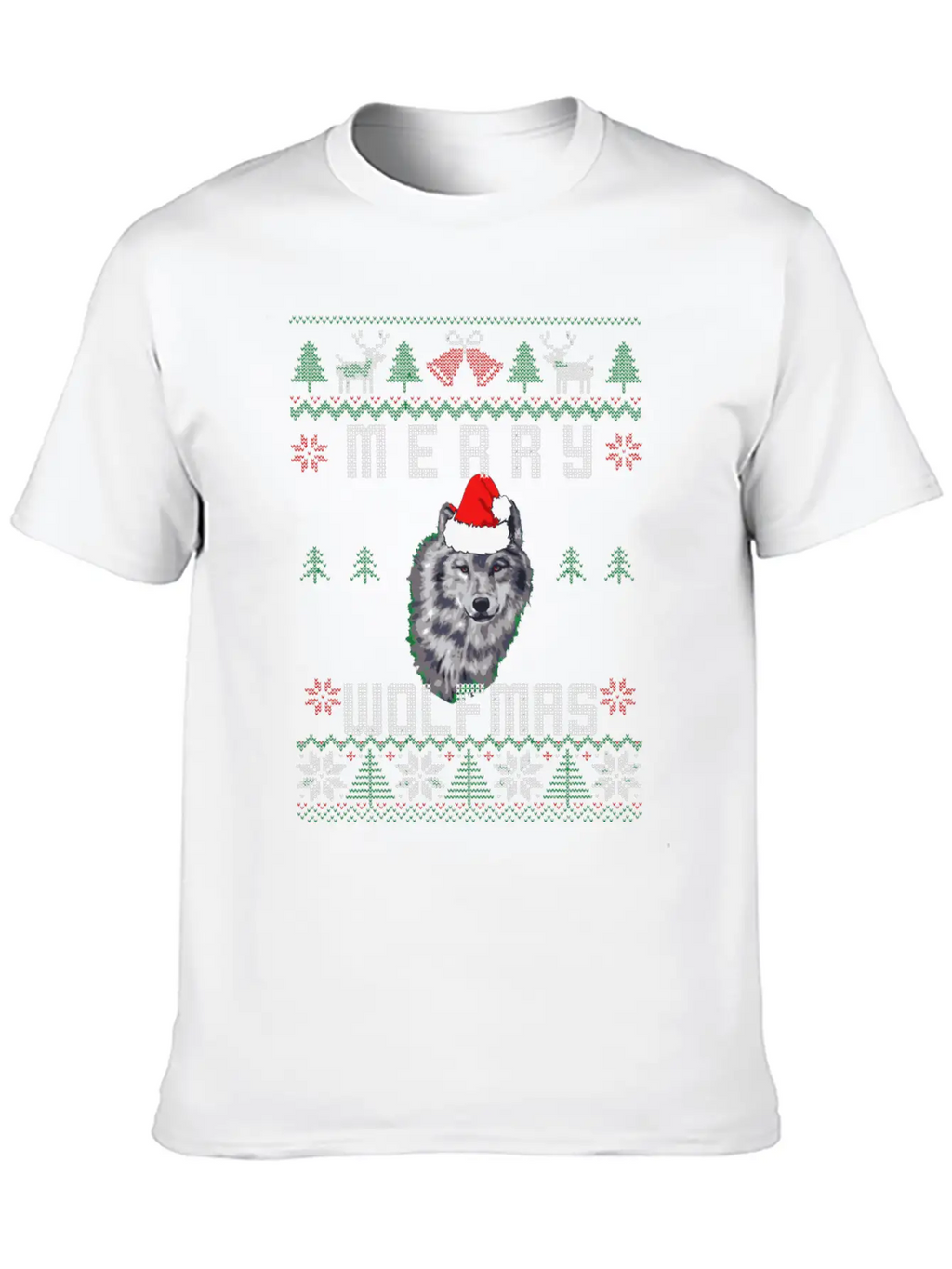 Wolf Merry Wolfmas Christmas Wolf Breathable Graphic T-Shirt – Perfect For Casual Days