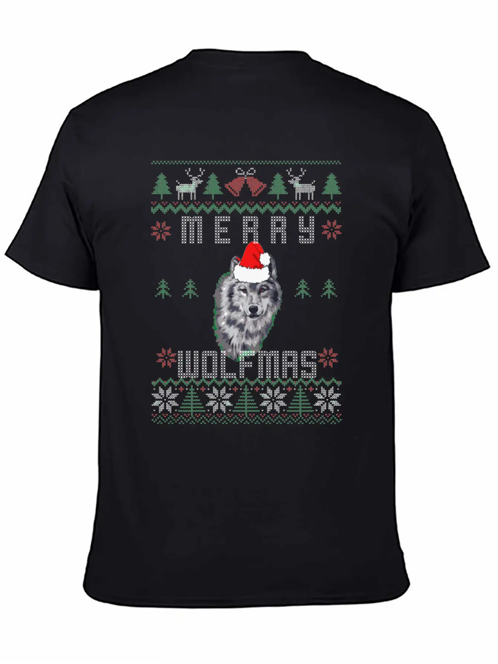 Wolf Merry Wolfmas Christmas Wolf Breathable Graphic T-Shirt – Perfect For Casual Days